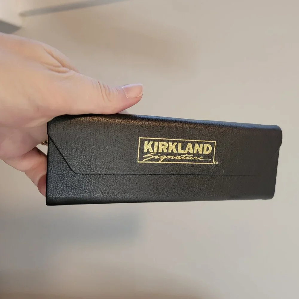 Kirkland Signature Eyeglasses Case Semi Hard Shell Collapsible Leather Triangle